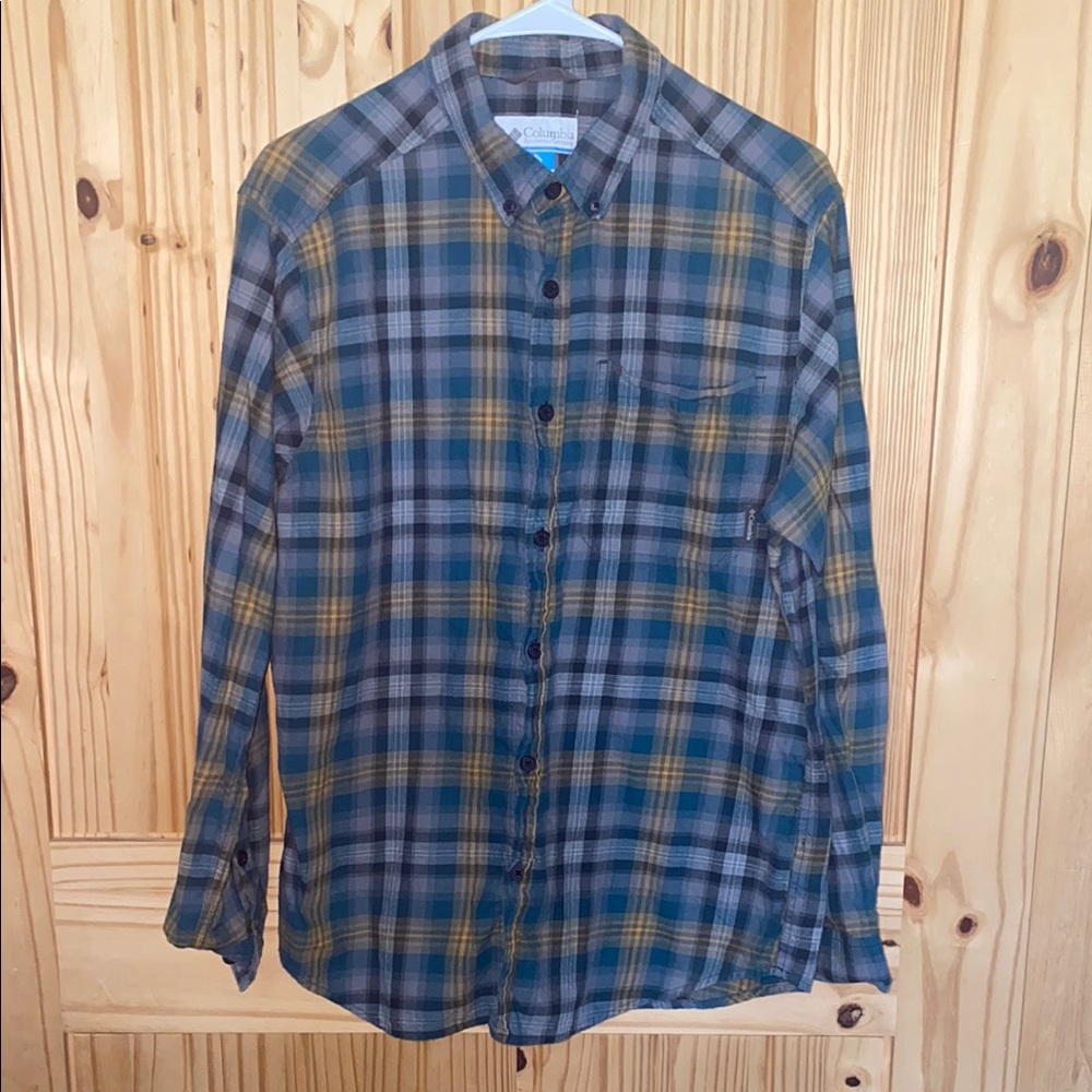 Men's Plaid Shirt - Blue and Yellow